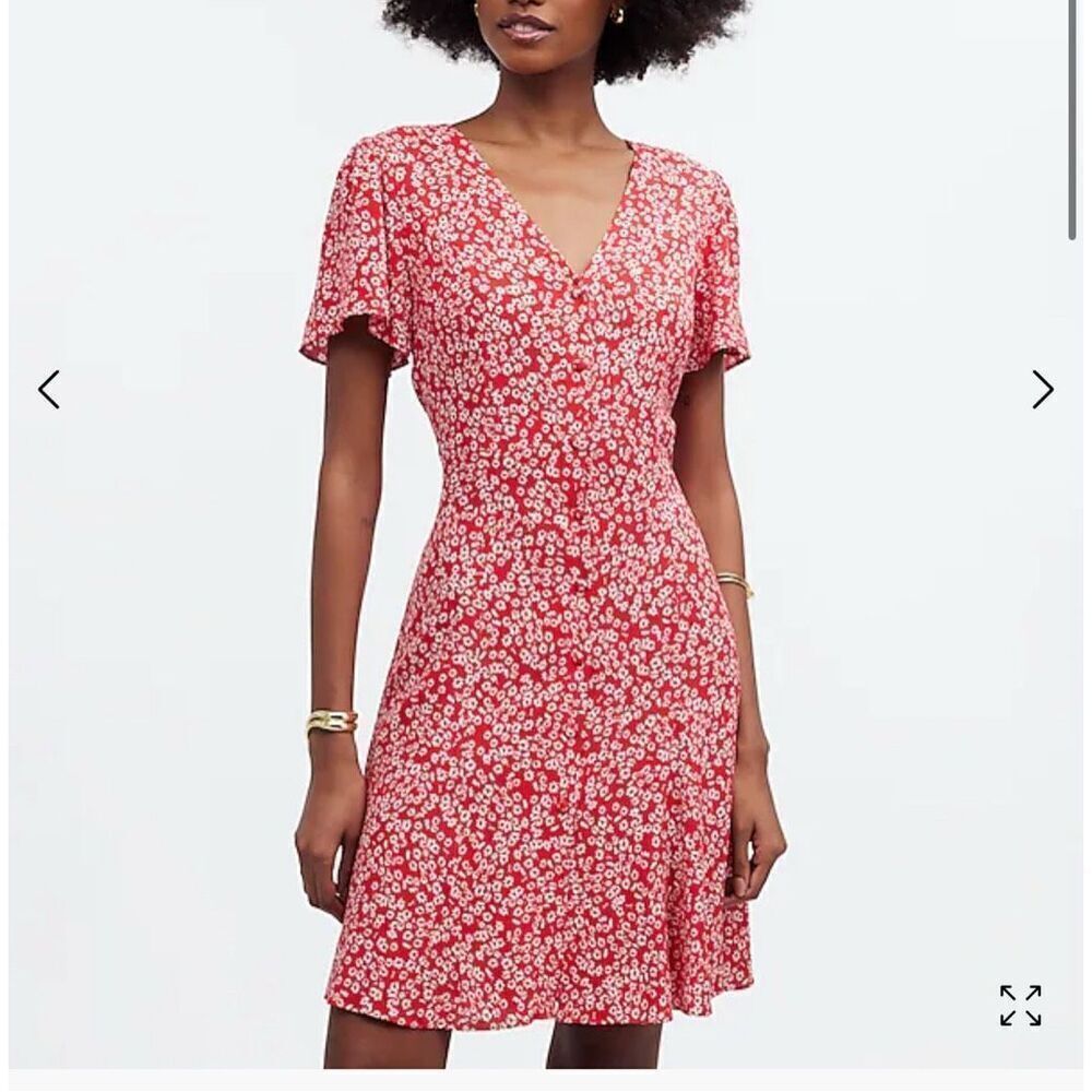 $138 Madewell Flutter-Sleeve Mini Dress in Floral size 2 m7